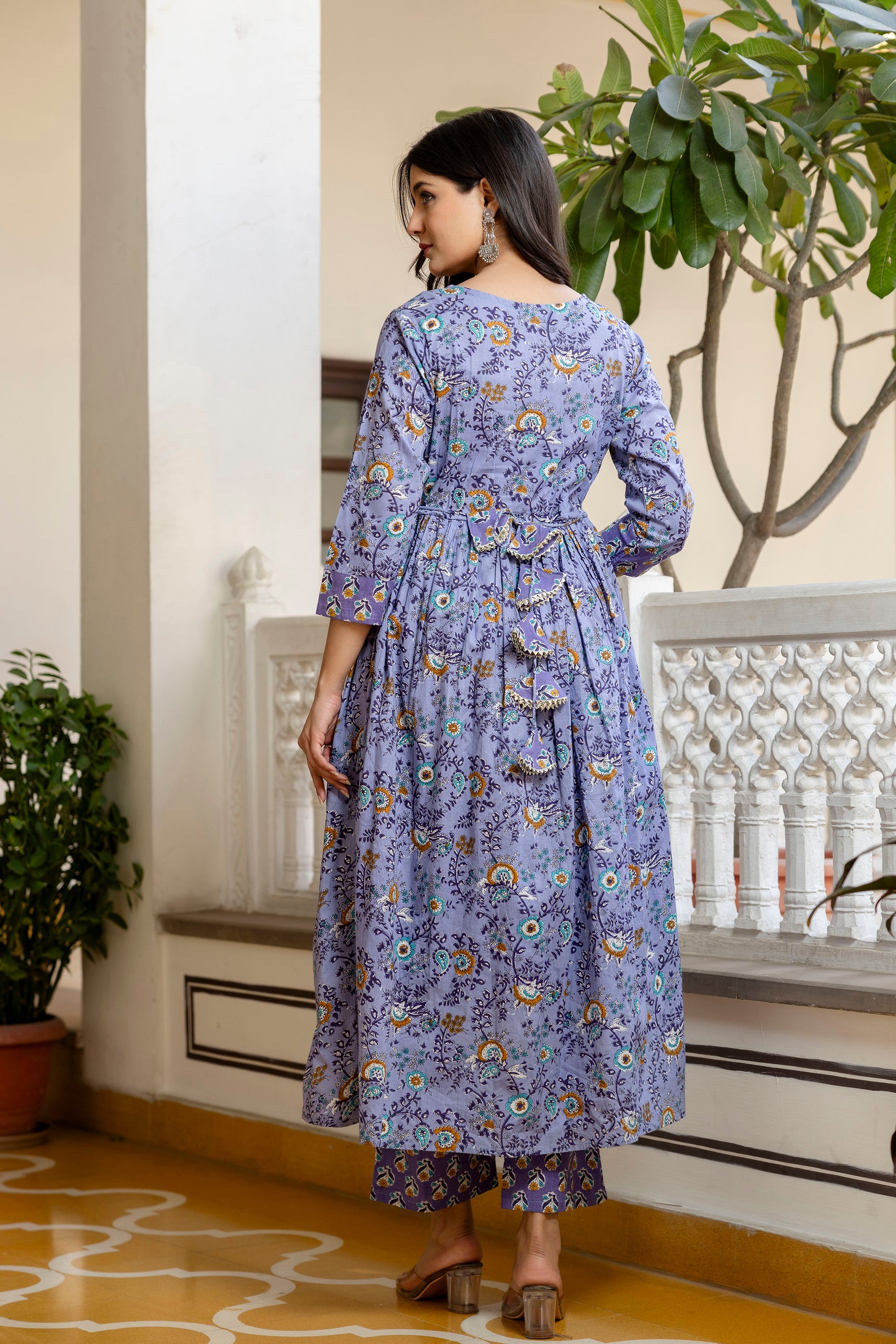 Pure cotton Flared kurta pant dupatta set