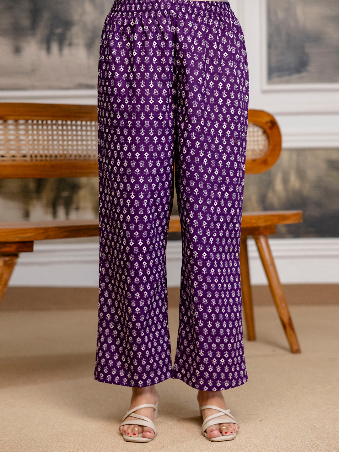 Womens Pure Cotton Pleated Kurta Pant Dupatta Set