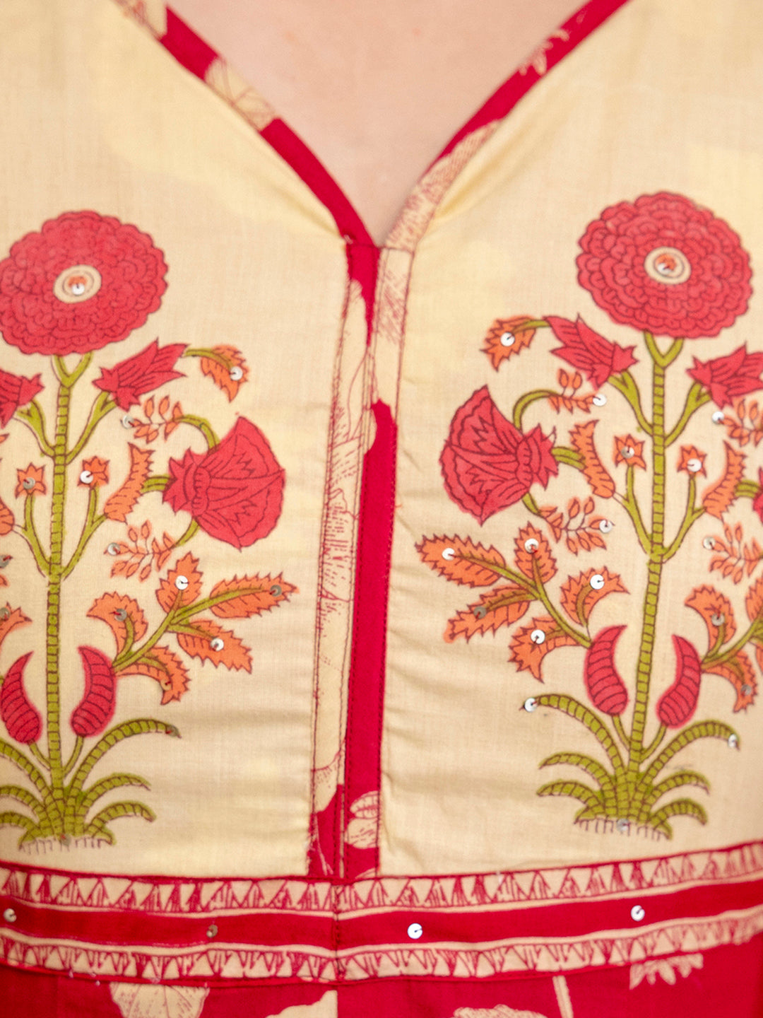 Womens Cotton Block Print Kurta pant Dupatta set