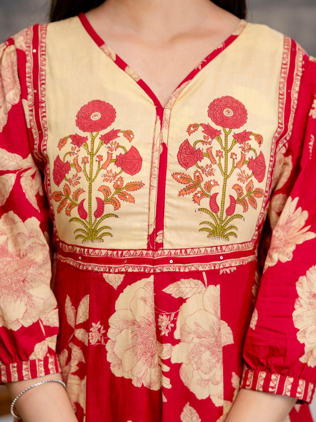 Womens Cotton Block Print Kurta pant Dupatta set