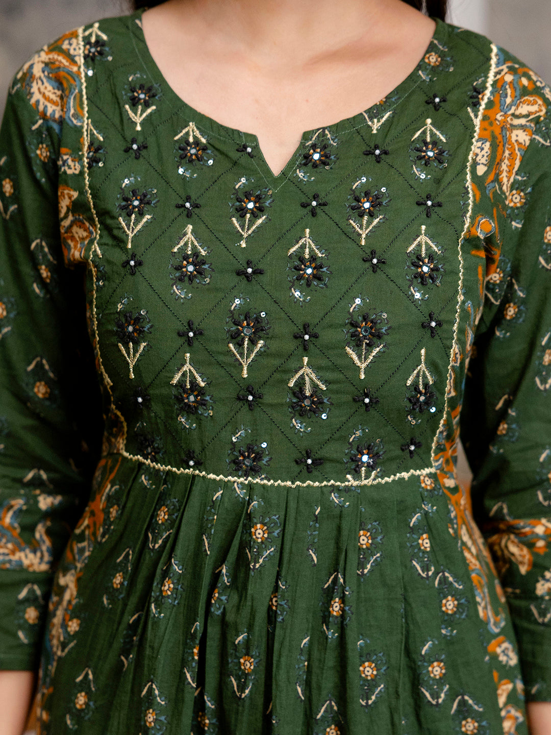 Womens pure cotton flared kurta pant dupatta set