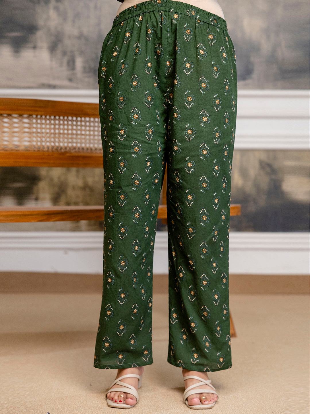 Womens pure cotton flared kurta pant dupatta set