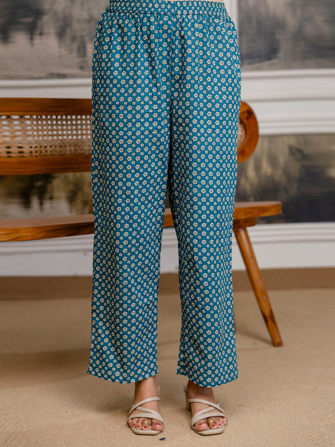 Womens Pure cotton Hand work Kurta Pant Dupatta Set