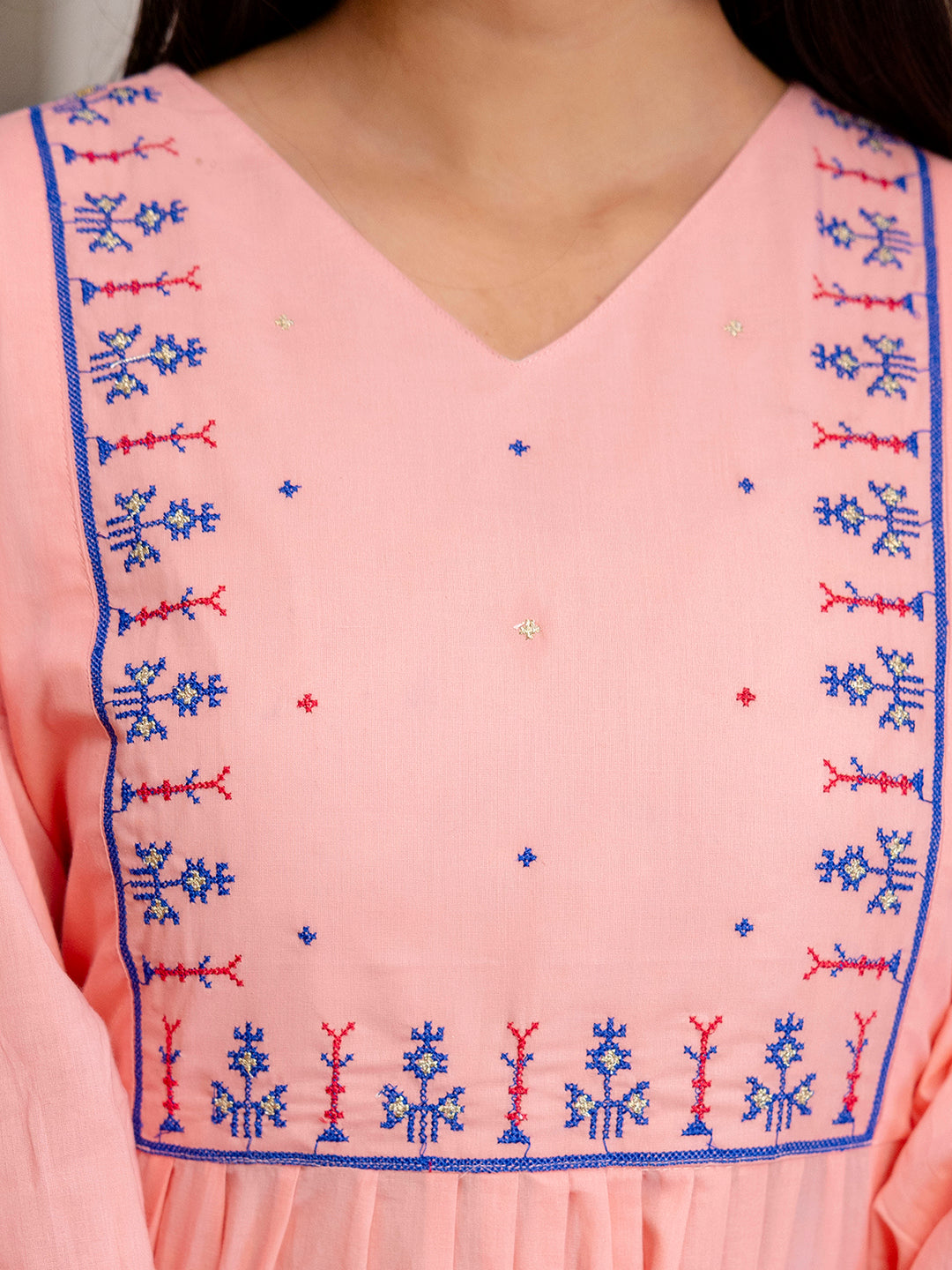 Erisha Womens pure cotton Embroidered Kurta pant dupatta set