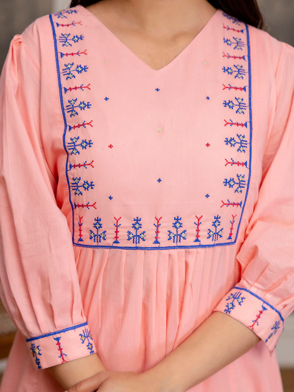 Erisha Womens pure cotton Embroidered Kurta pant dupatta set