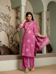 Womens pure cotton Kurta Pant Dupatta Set