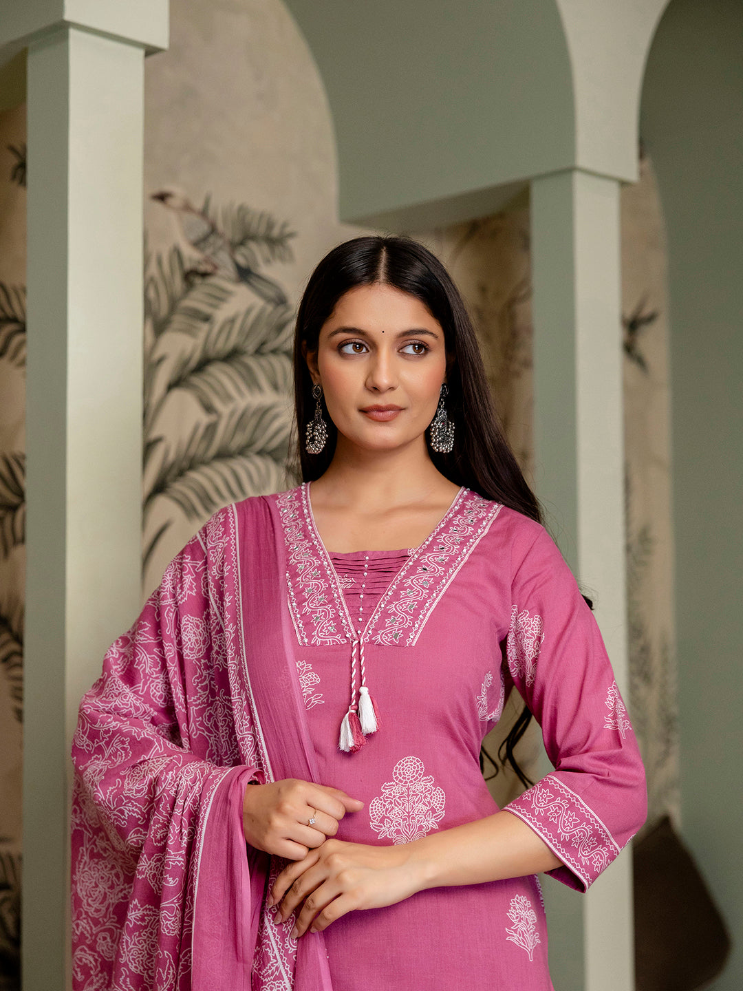 Womens pure cotton Kurta Pant Dupatta Set