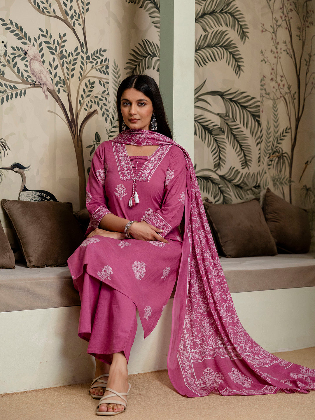 Womens pure cotton Kurta Pant Dupatta Set