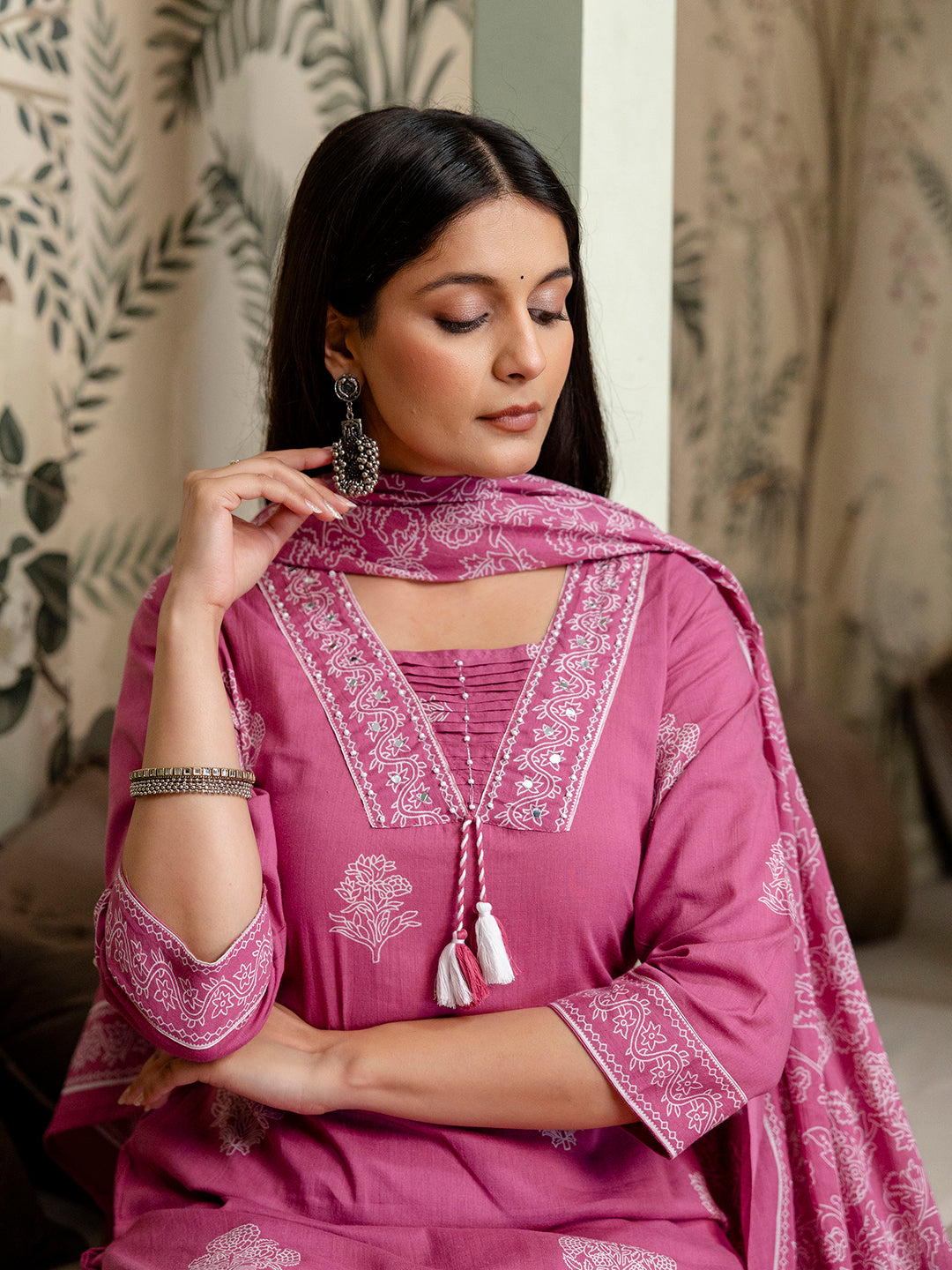 Womens pure cotton Kurta Pant Dupatta Set