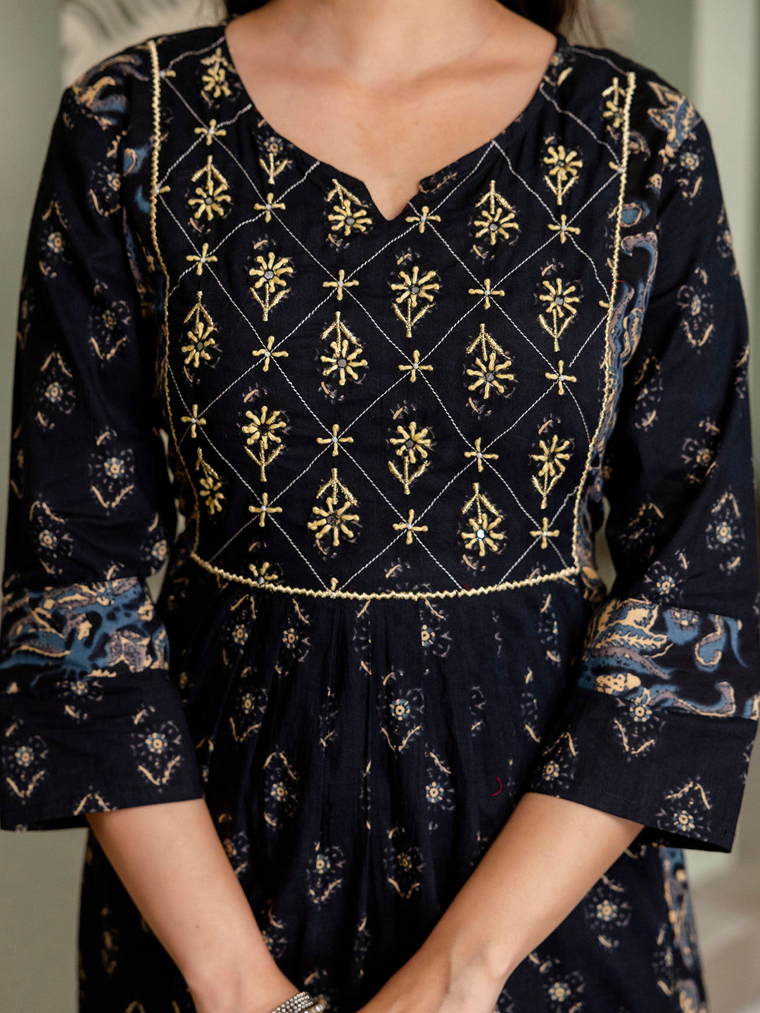 Women pure cotton Hand work Kurta pant Dupatta set