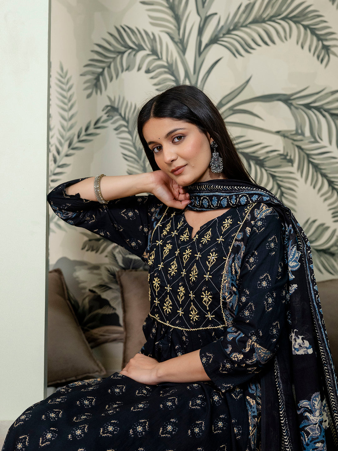 Women pure cotton Hand work Kurta pant Dupatta set