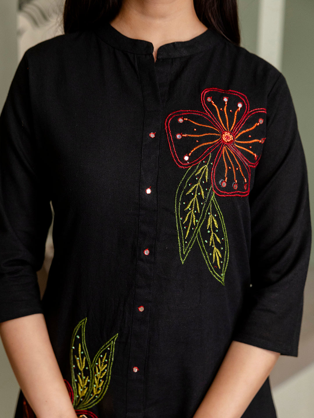 Womens Cotton flex embroidered Co-Ord set