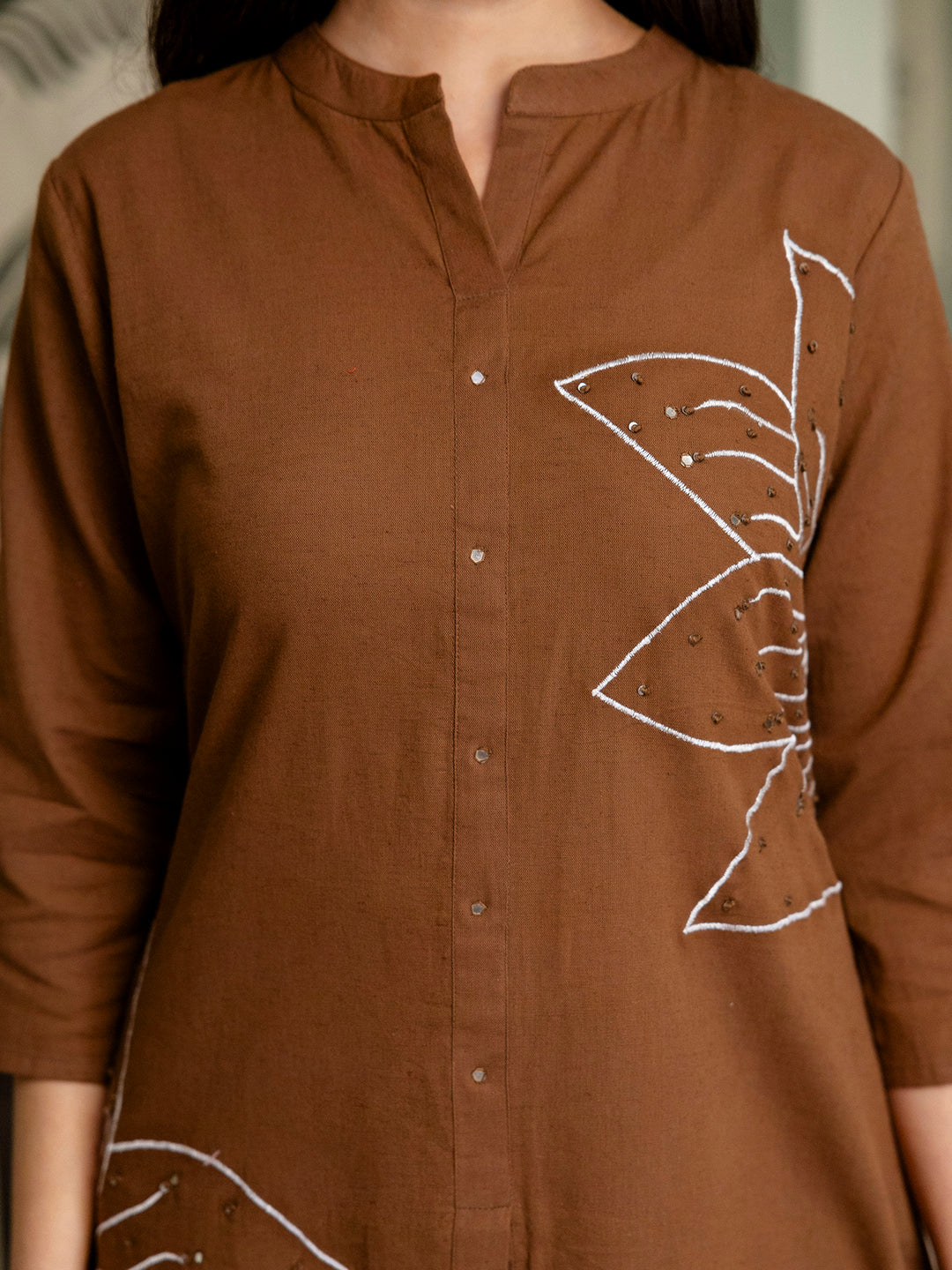 Womens Cotton flex embroidered Co-Ord set