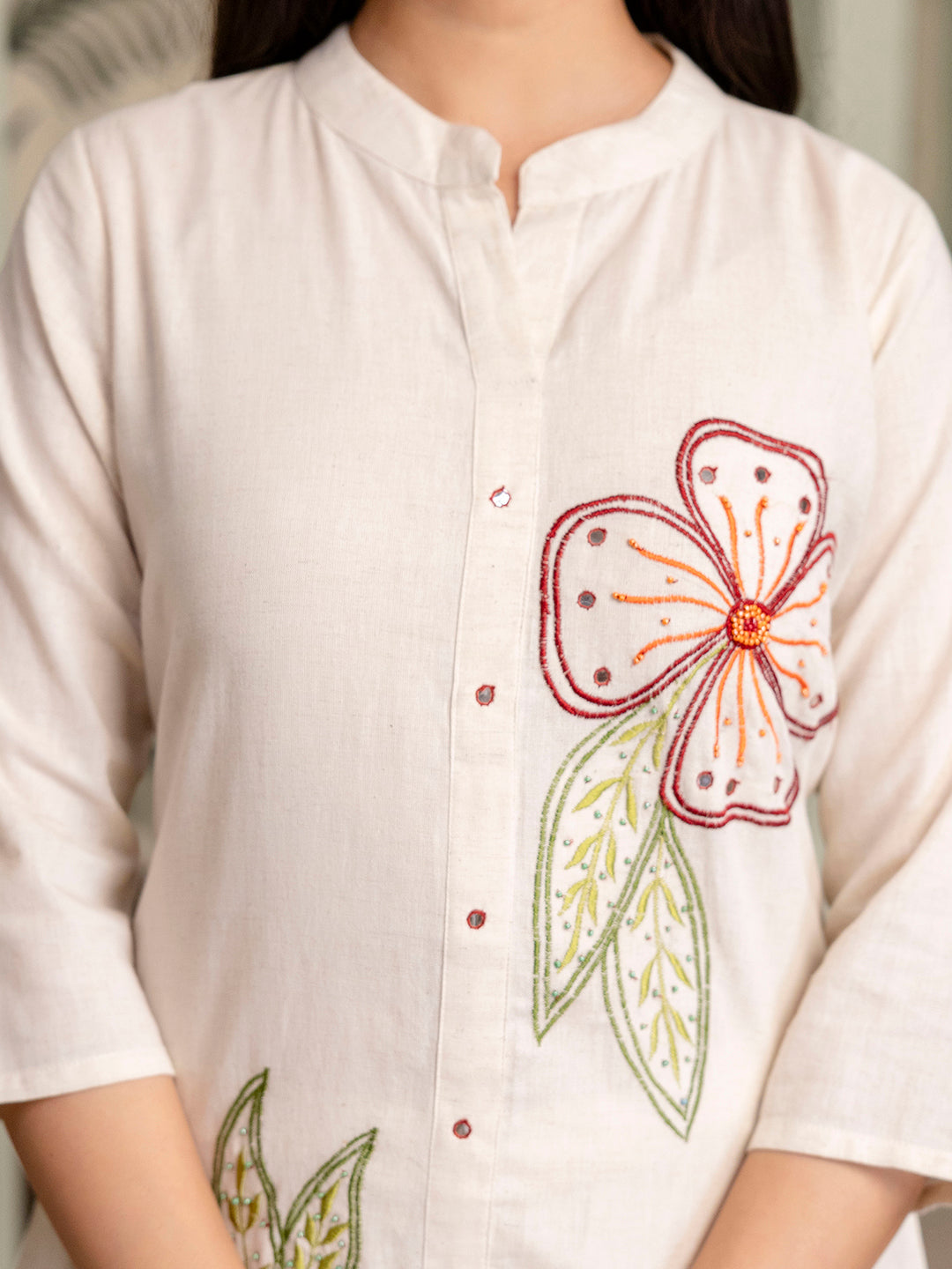 Womens Cotton Flex Embroidered Co-ord Set