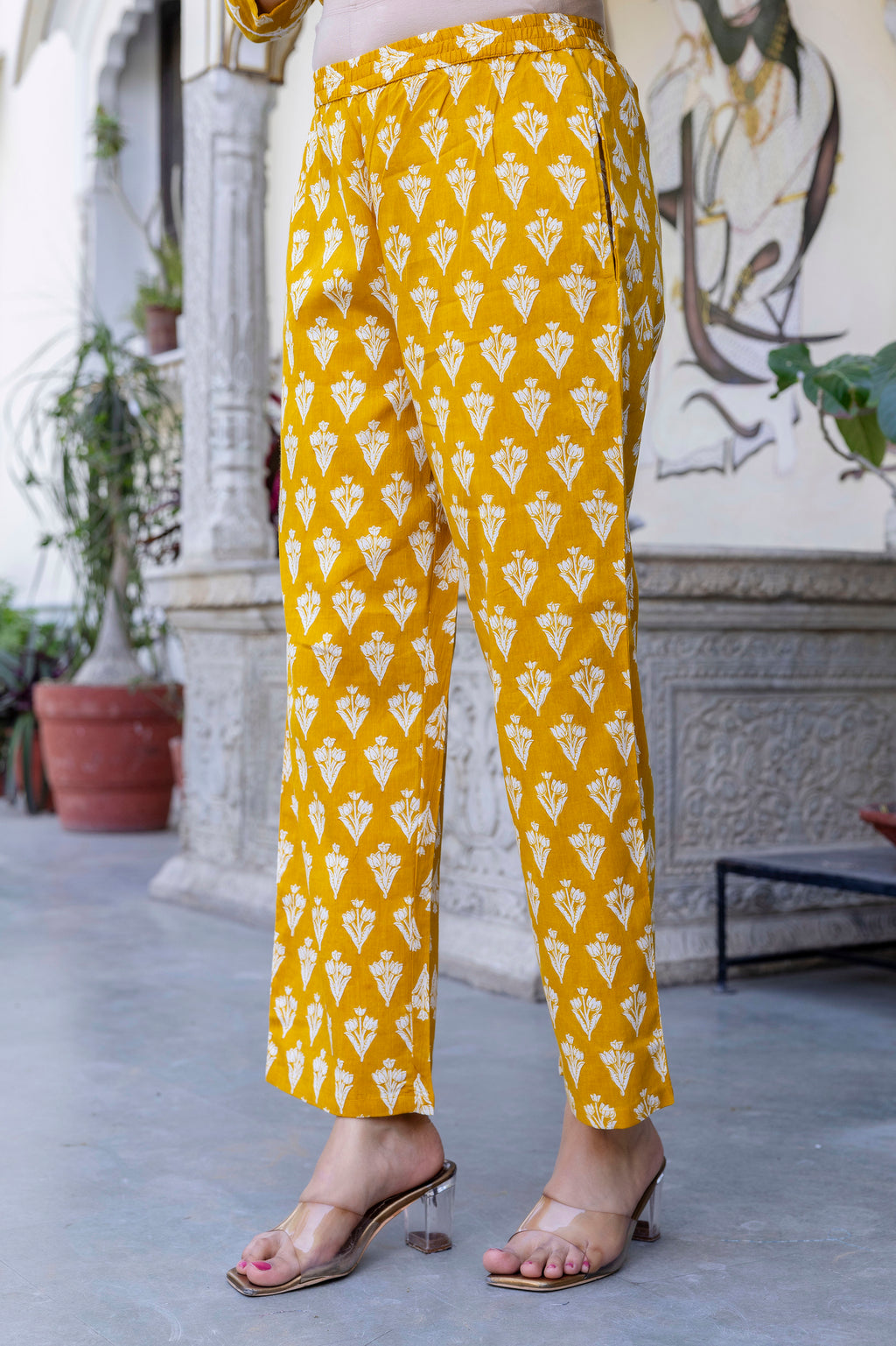 Pure cotton Straight Hand work Kurta pant Dupatta Set