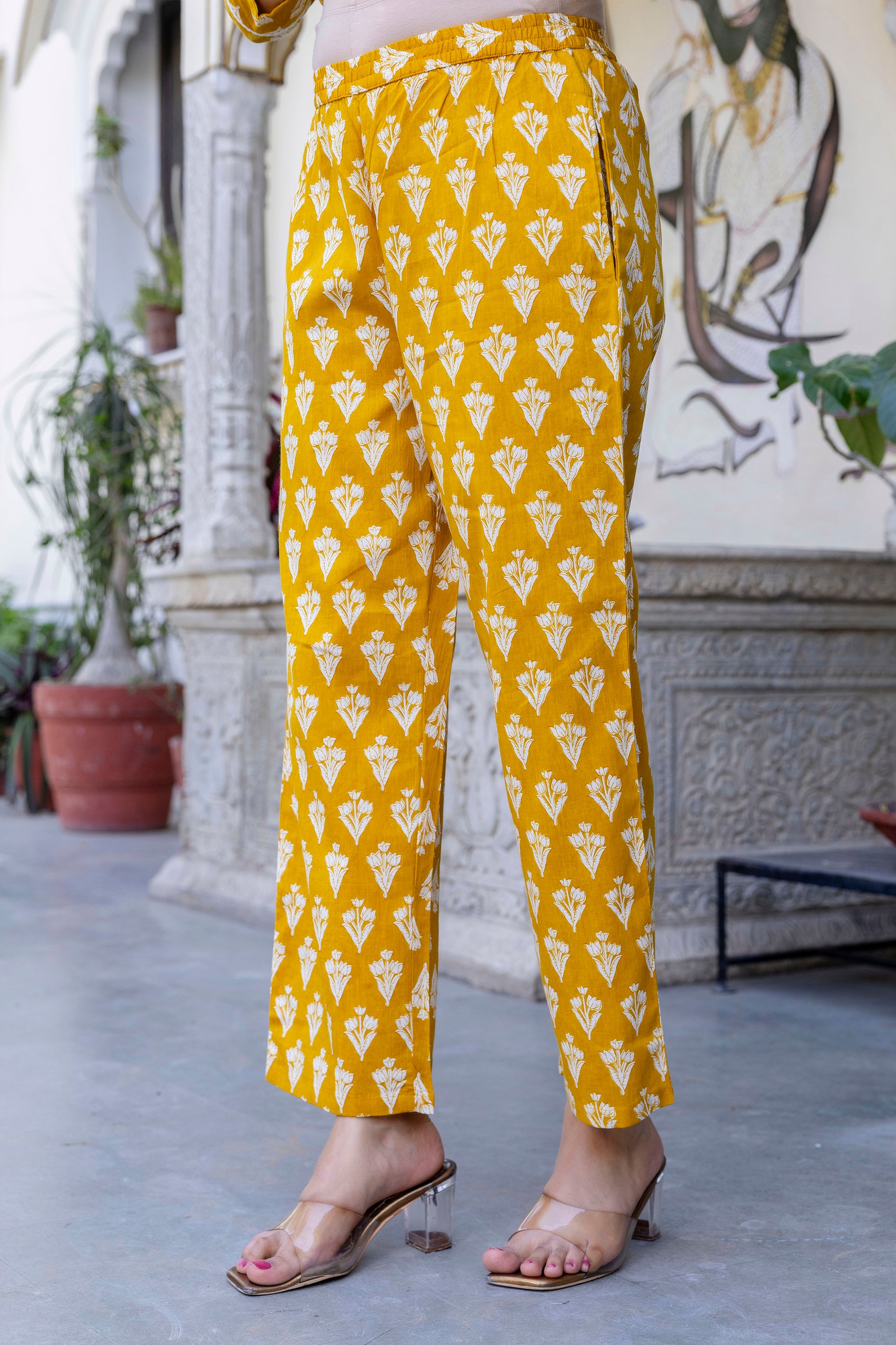 Pure cotton Straight Hand work Kurta pant Dupatta Set