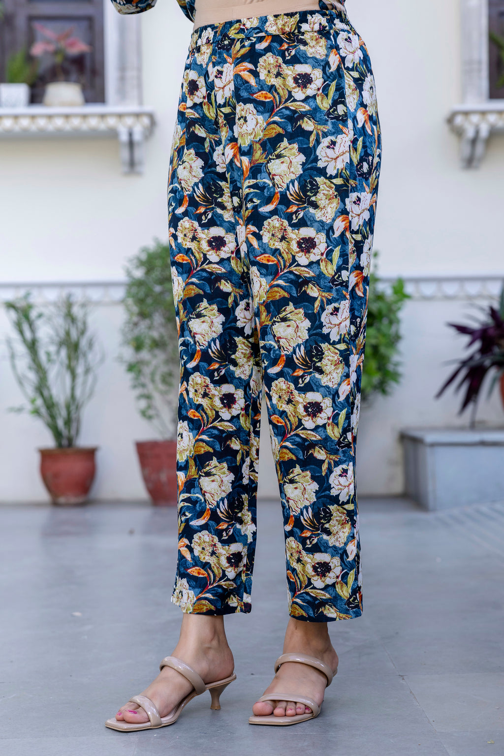 Rayon Flared kurta pant set with Organza dupatta