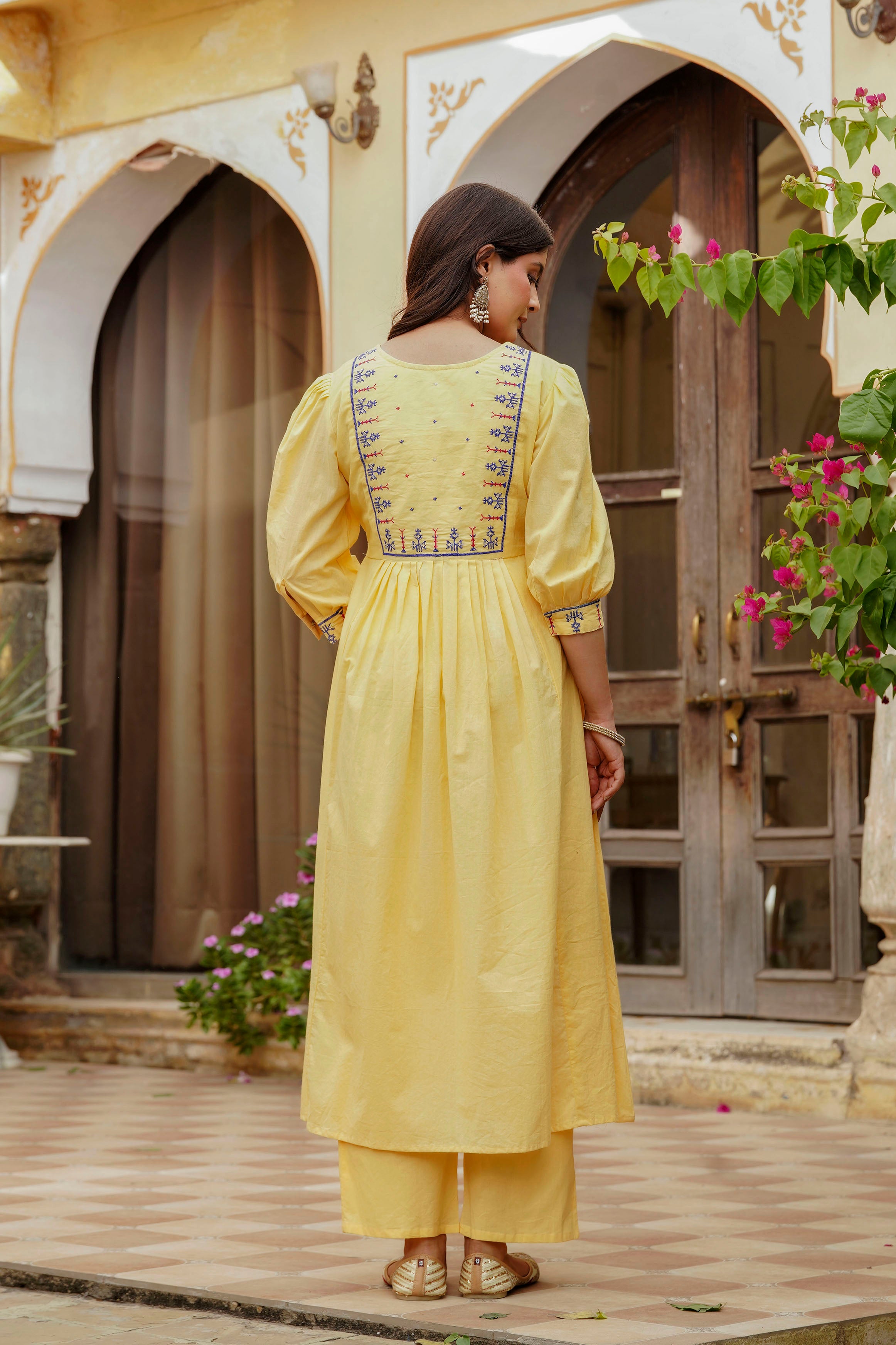 Womens Pure cotton Embroidered Kurta pant Dupatta set