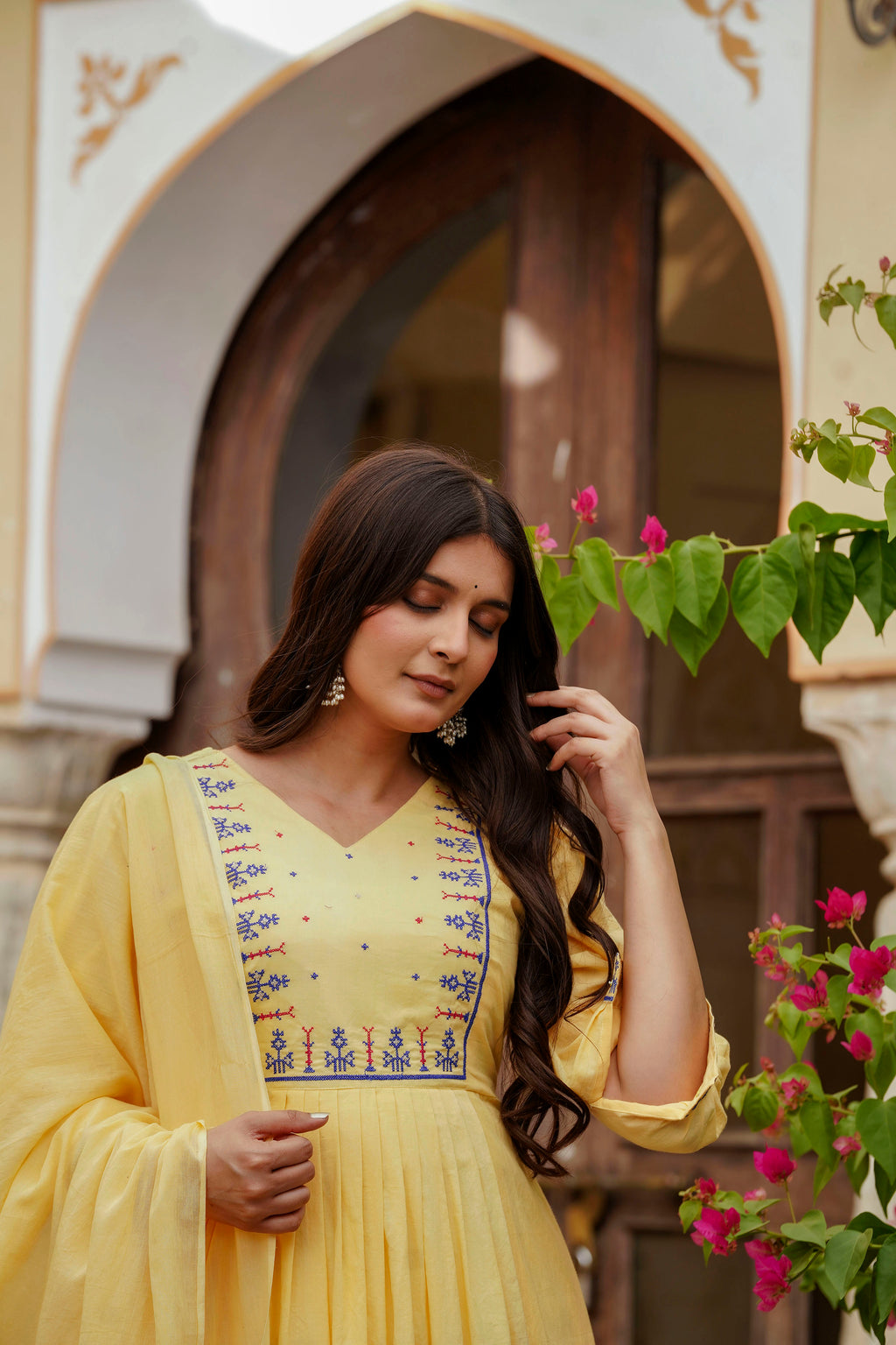 Womens Pure cotton Embroidered Kurta pant Dupatta set