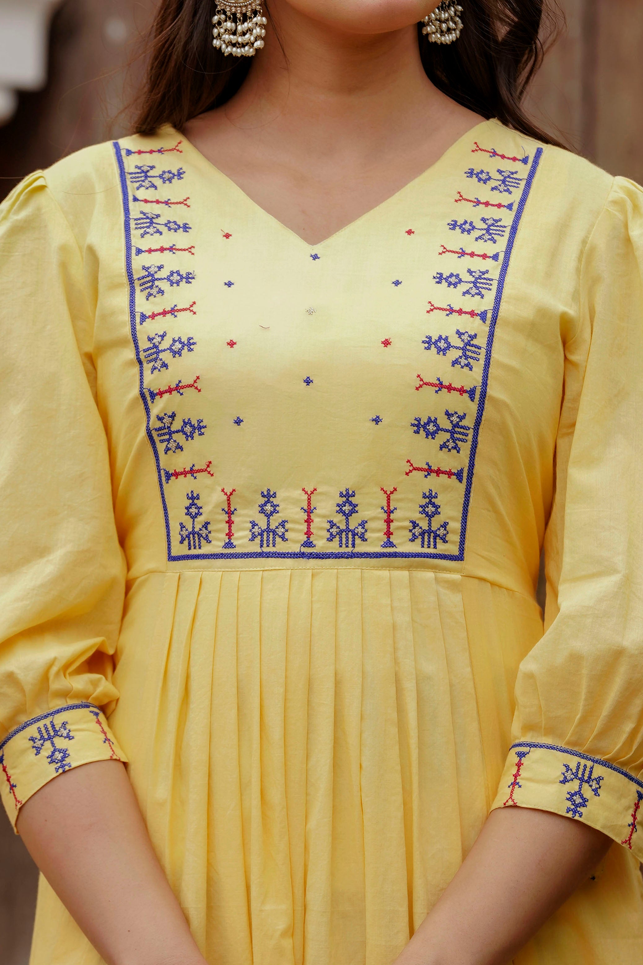 Womens Pure cotton Embroidered Kurta pant Dupatta set