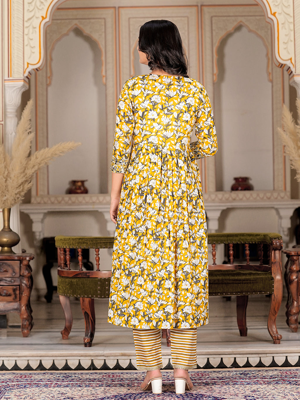 Womens Pure cotton embroidered kurta pant dupatta set