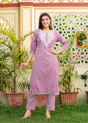 Womens pure cotton Embroidered kurta and pant set