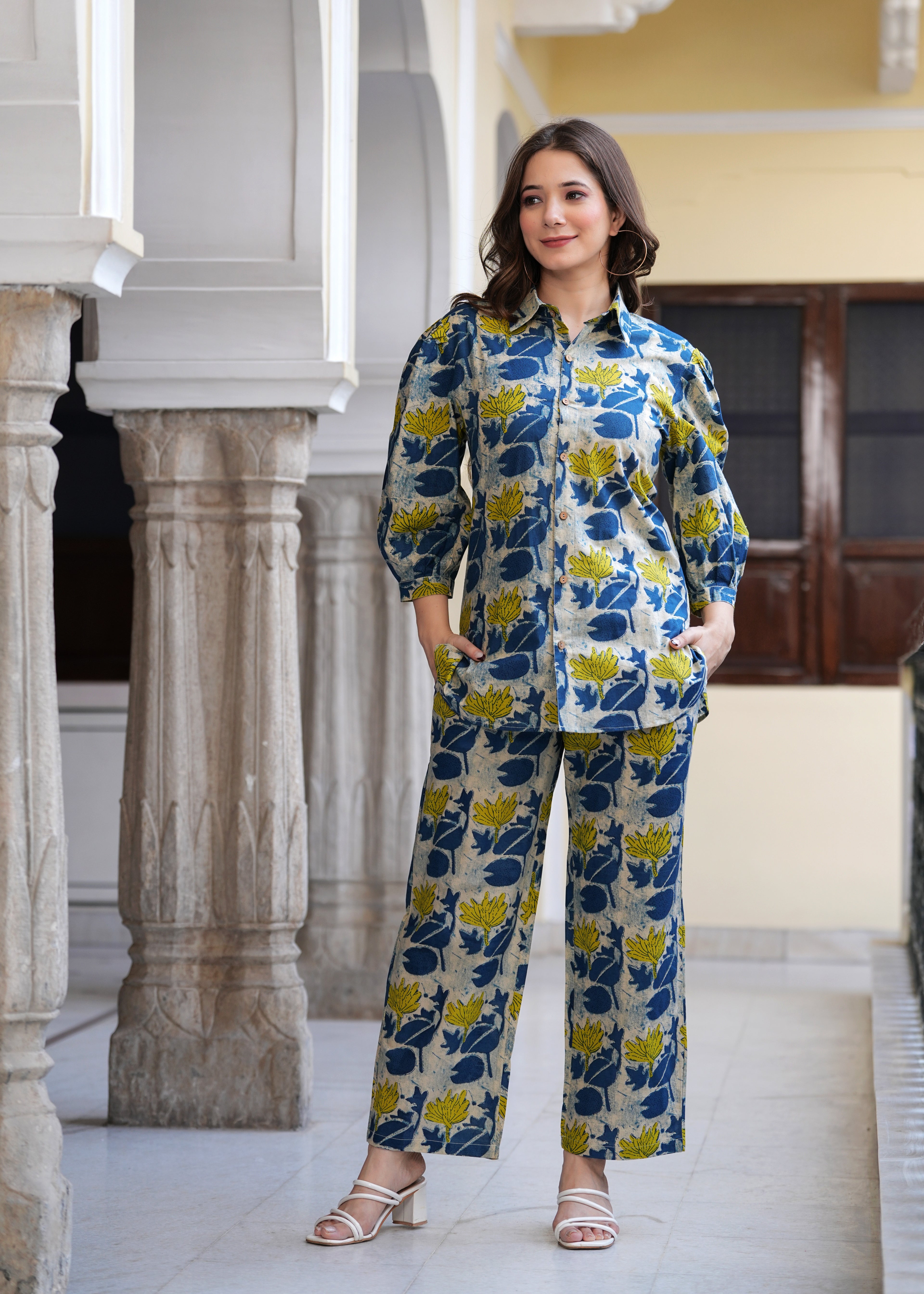 Womens pure cotton printed co-ord set