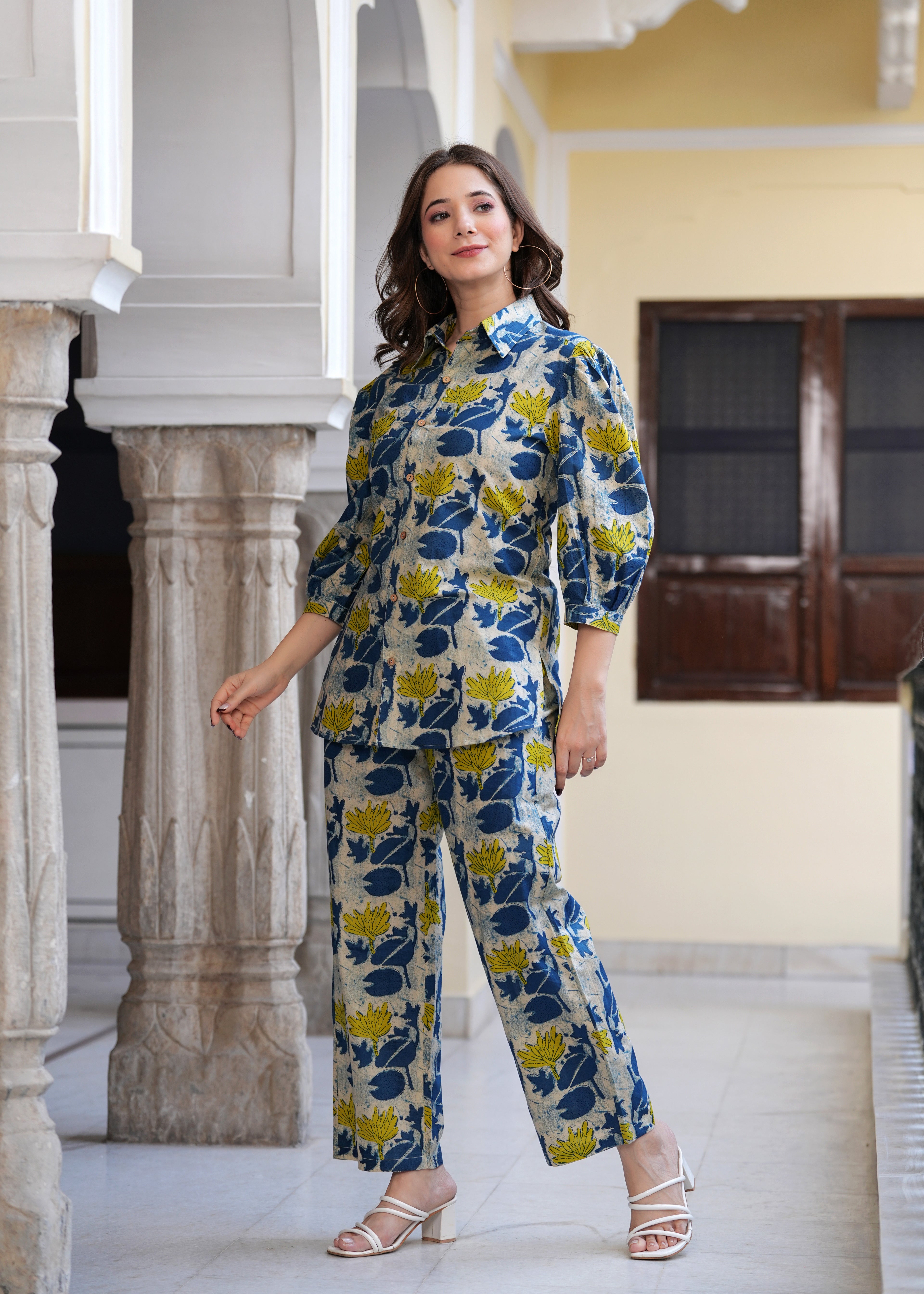 Womens pure cotton printed co-ord set