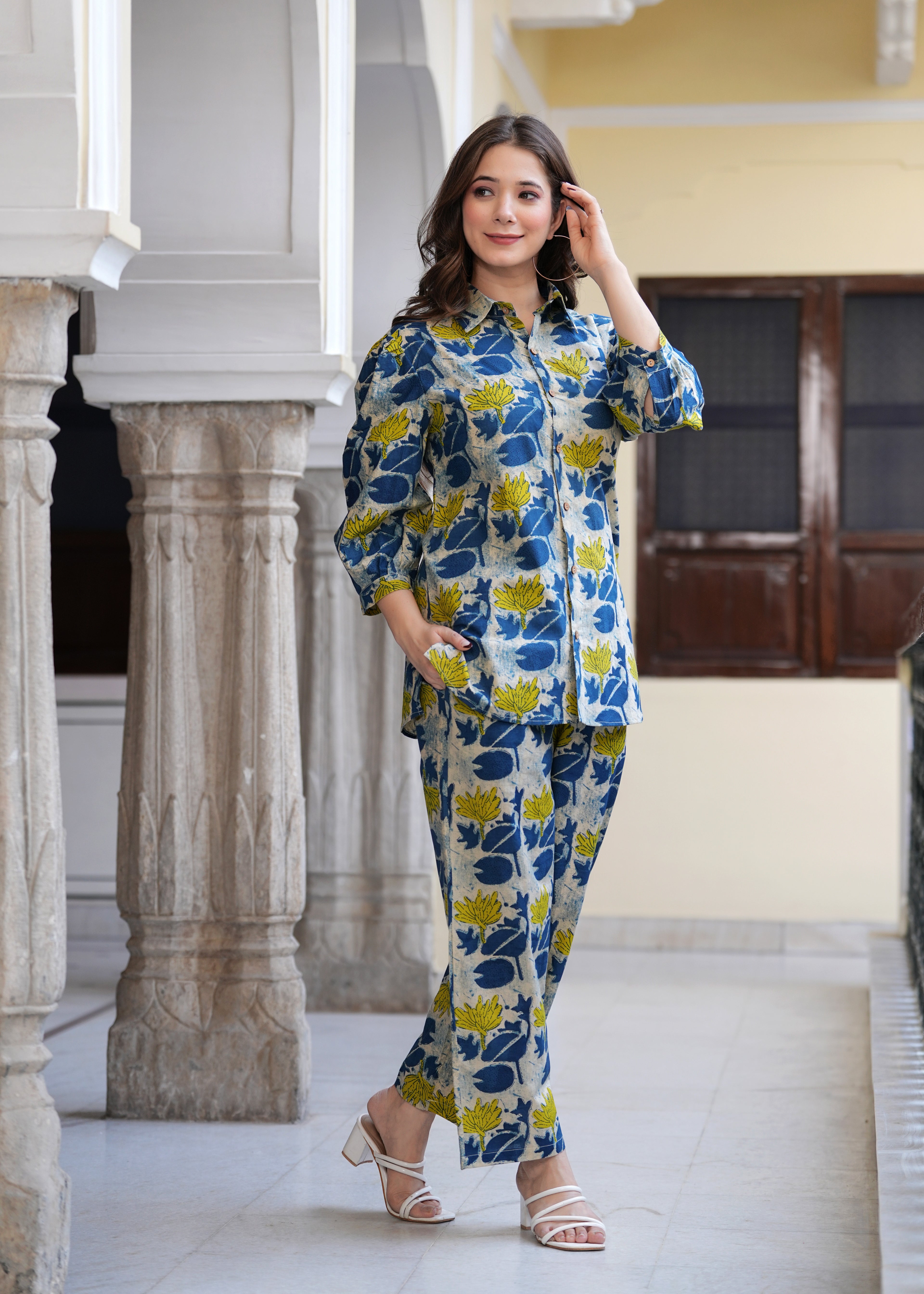 Womens pure cotton printed co-ord set