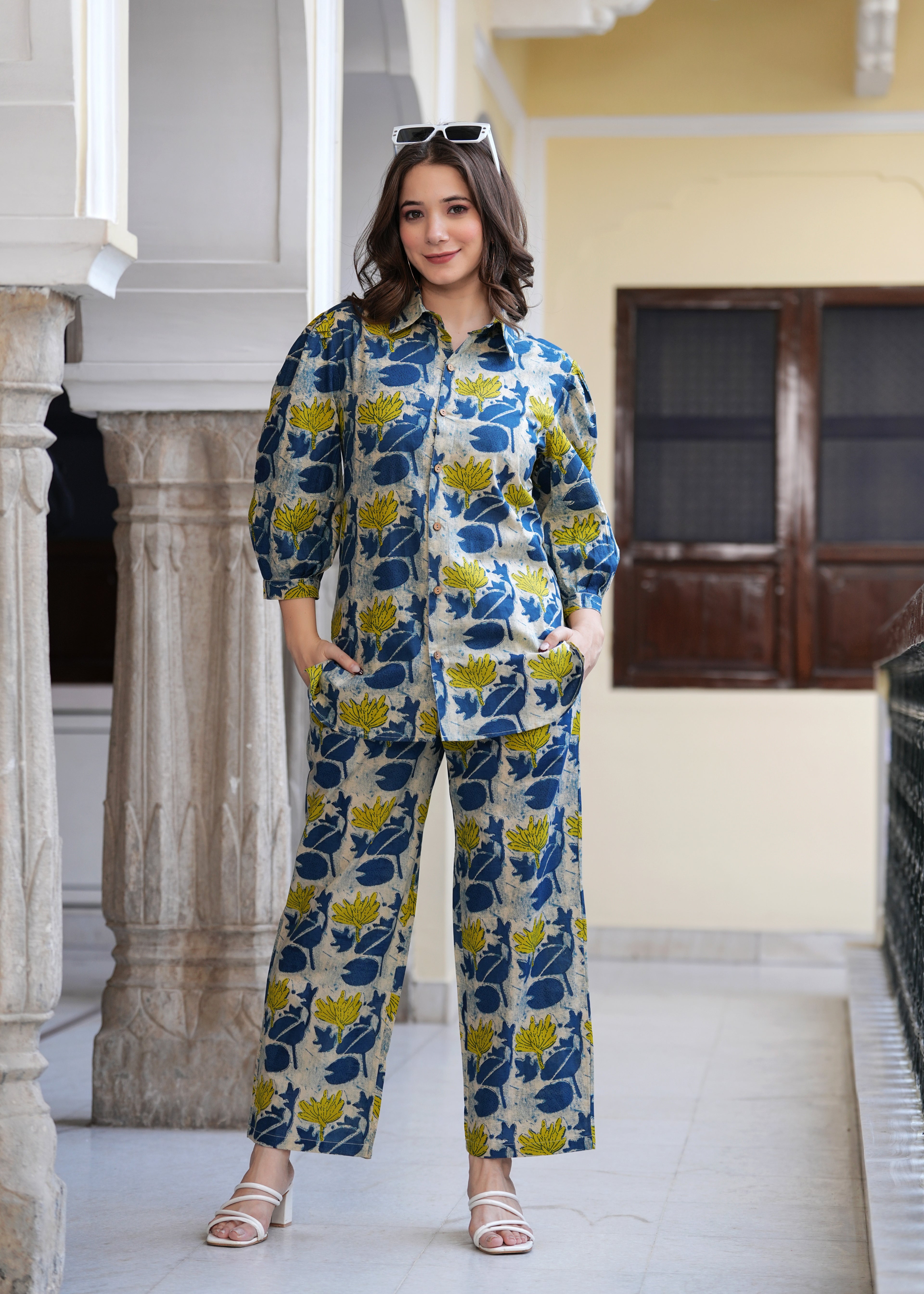 Womens pure cotton printed co-ord set