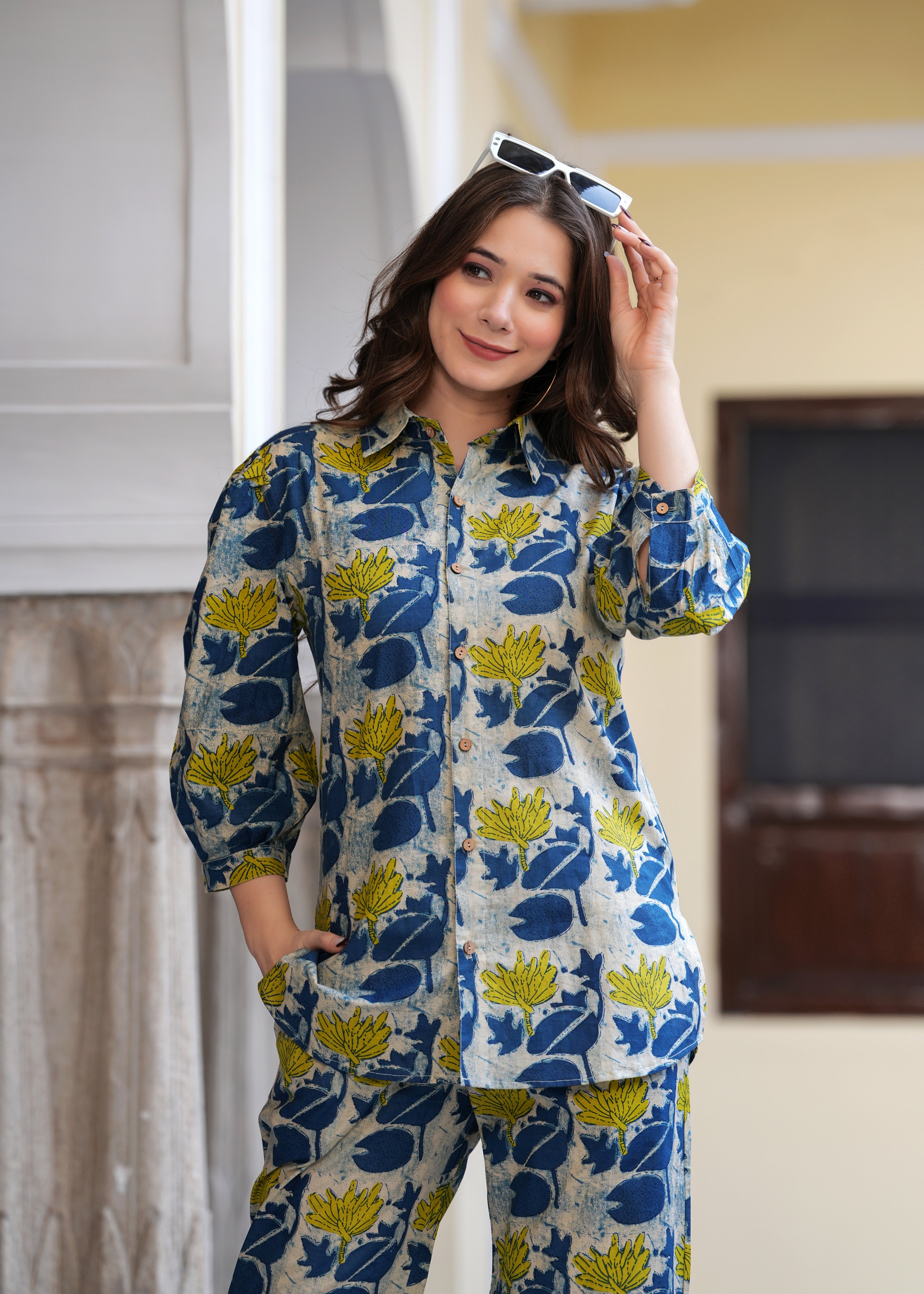 Womens pure cotton printed co-ord set
