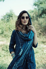 Womens Pure cotton Pleated Pure cotton Kurta Pant Dupatta Set