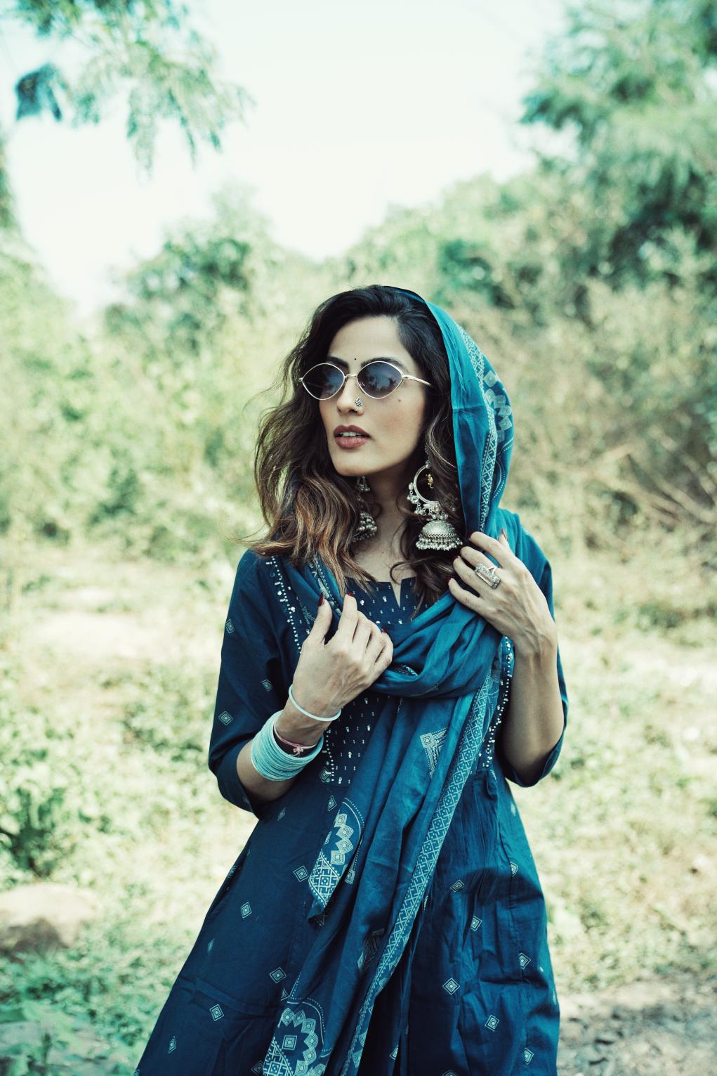 Womens Pure cotton Pleated Pure cotton Kurta Pant Dupatta Set