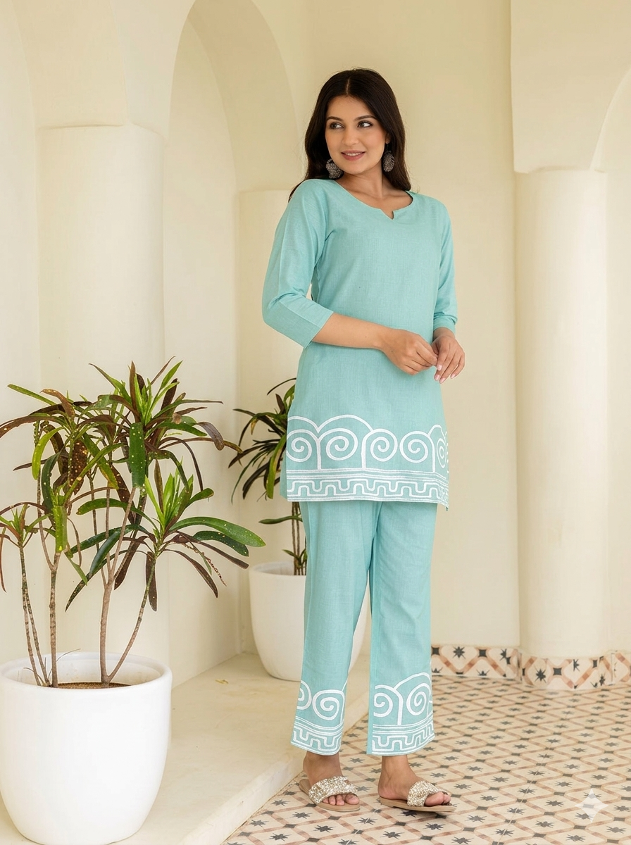 womens pure cotton co ord set
