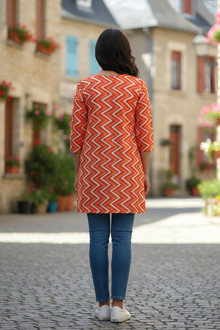 Erisha Womens pure cotton printed short kurtis