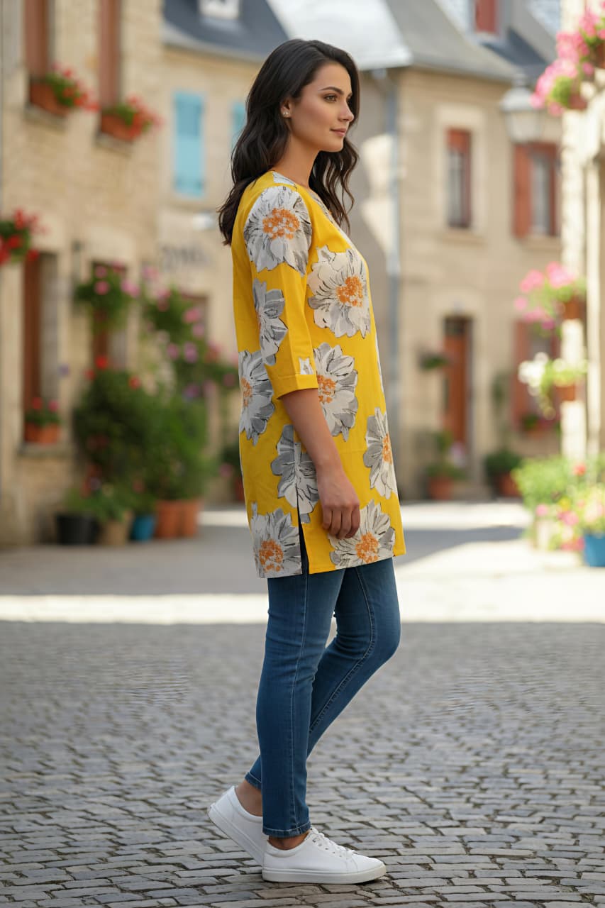 Erisha Womens pure cotton printed short kurtis