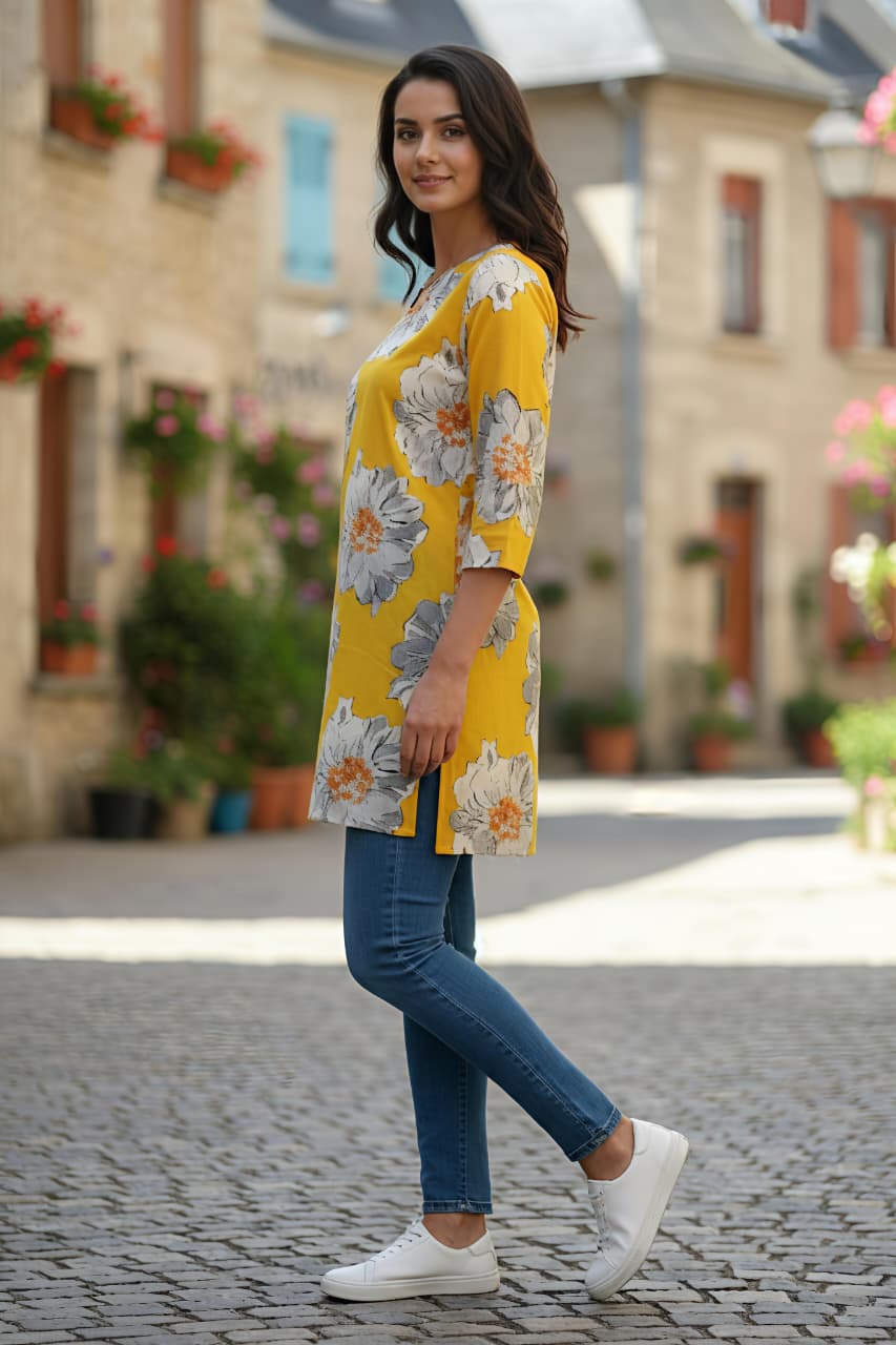 Erisha Womens pure cotton printed short kurtis