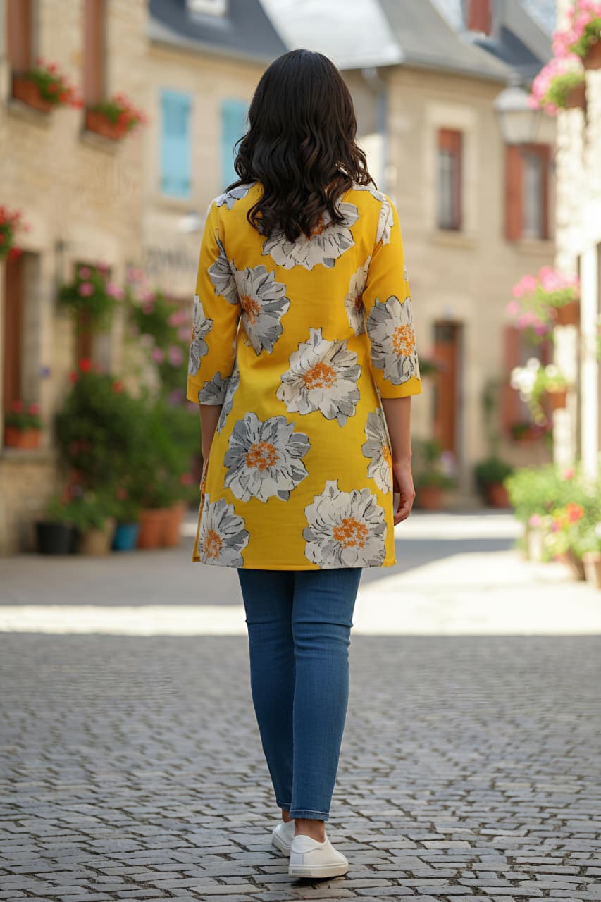 Erisha Womens pure cotton printed short kurtis