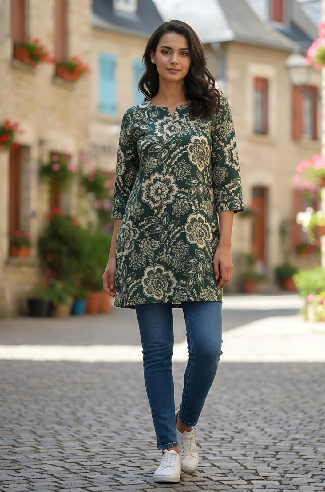 Erisha Womens pure cotton printed short kurtis