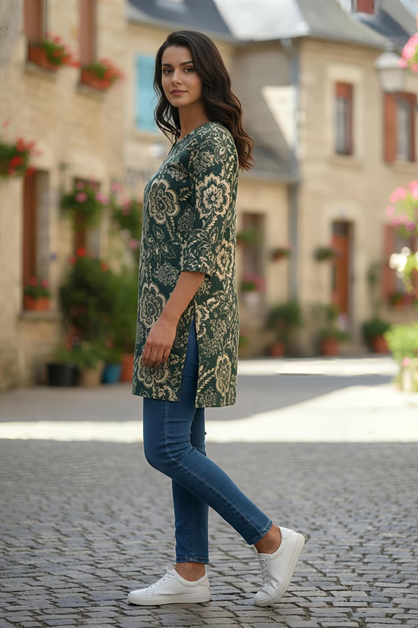 Erisha Womens pure cotton printed short kurtis