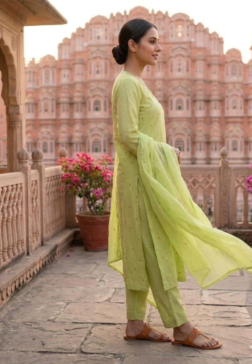 women pure cotton kurta pant dupatta set