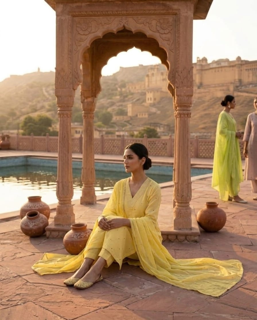 Women pure cotton kurta pant dupatta set