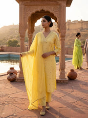 Women pure cotton kurta pant dupatta set