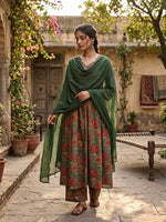 women cotton kurta pant with dupatta set