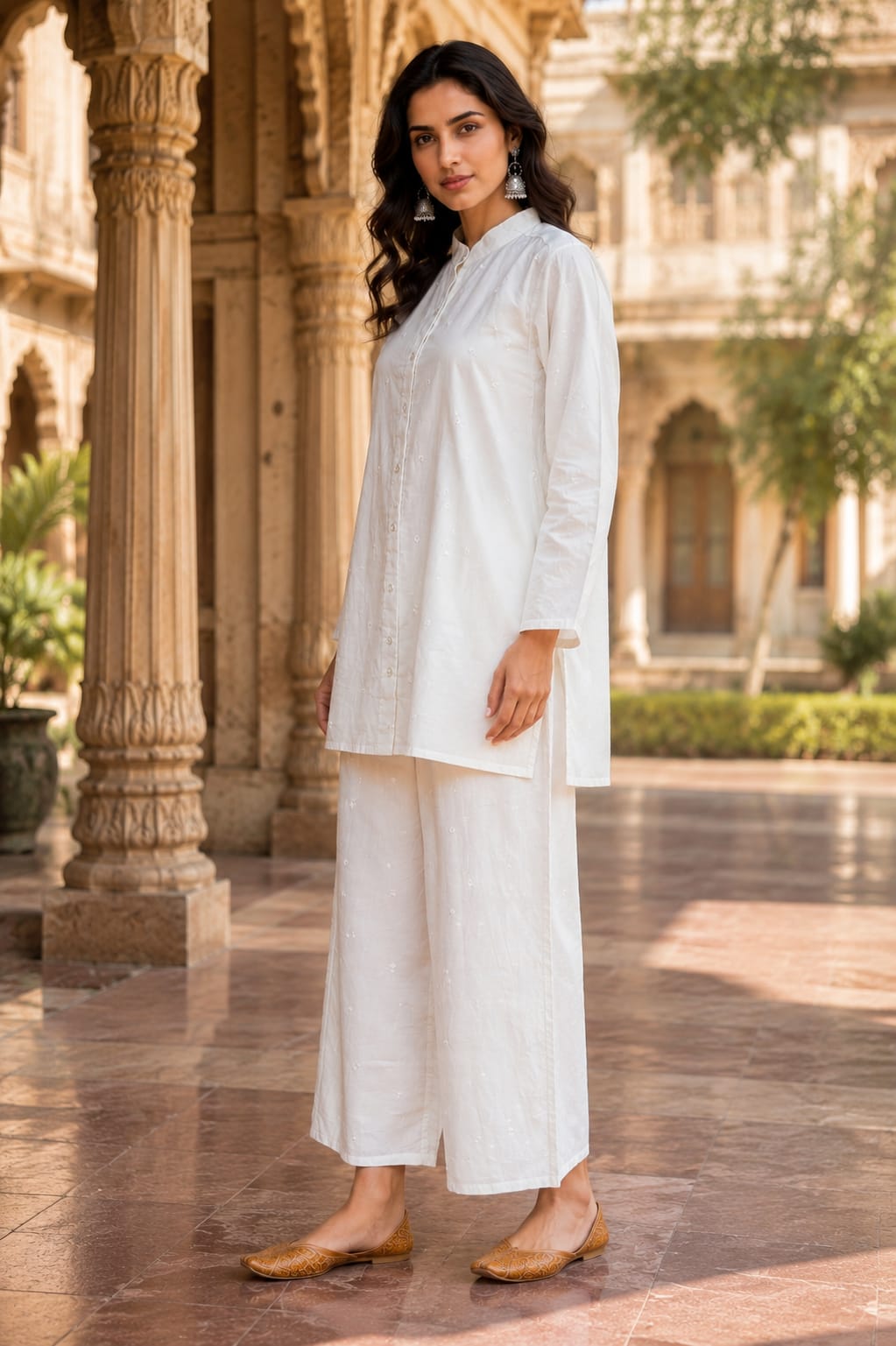 Premium White Cotton Co-Ord Set for Women| Elegant Summer Co-Ord