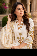 Premium White Cotton Hand Block Printed Kurta Set with Dupatta for Women | Elegant Ethnic Wear