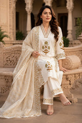 Premium White Cotton Hand Block Printed Kurta Set with Dupatta for Women | Elegant Ethnic Wear
