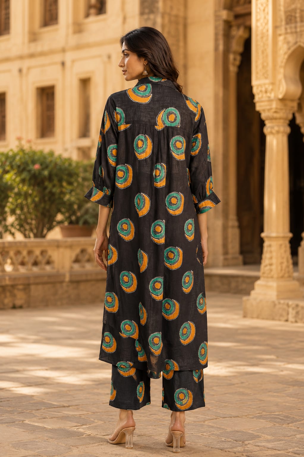 Women's Premium Cotton slub  Printed Co-Ord Set | Designer Shirt Style Kurta & Straight Pants | Soft Breathable Fabric | Erisha