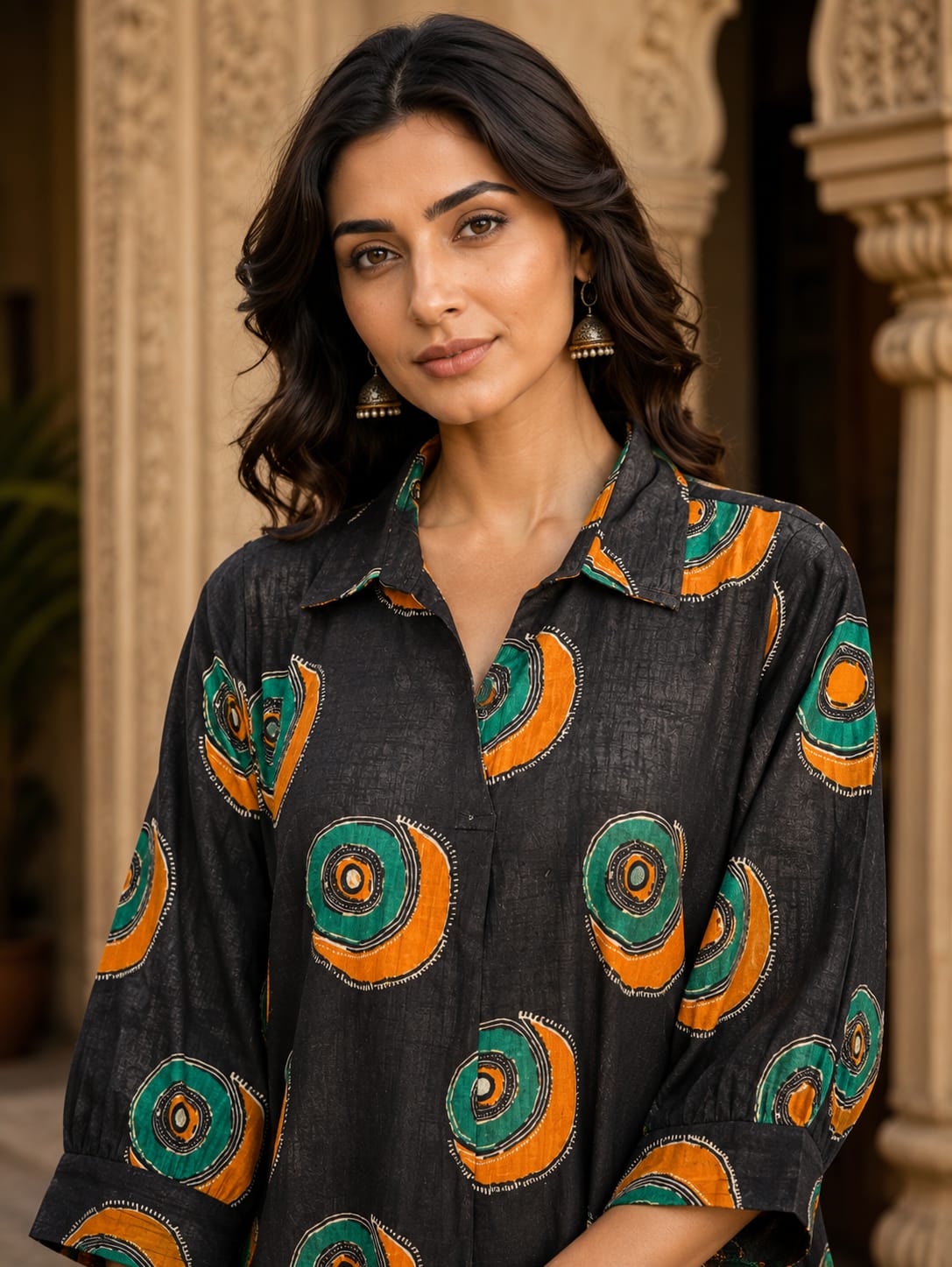 Women's Premium Cotton slub  Printed Co-Ord Set | Designer Shirt Style Kurta & Straight Pants | Soft Breathable Fabric | Erisha