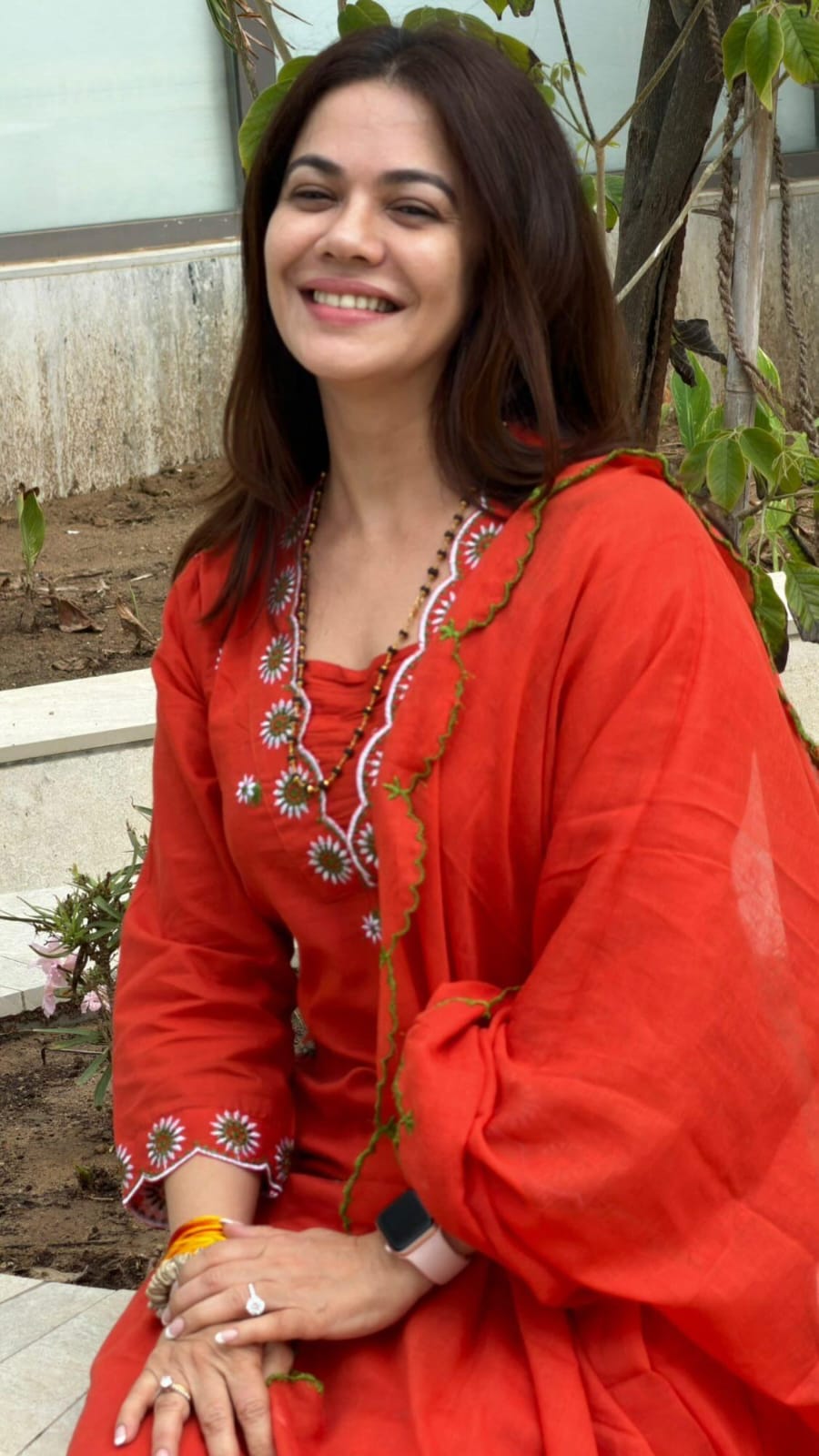 Erisha Women's Orange Embroidered cotton kurta Pant Set with Dupatta| Ethnic wear for women